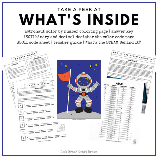 Astronaut Color by Coding Coloring Page