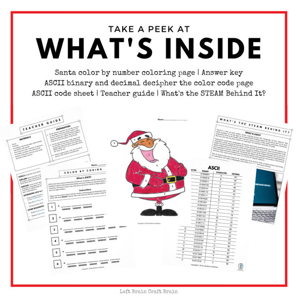 Santa Color by Coding Coloring Page