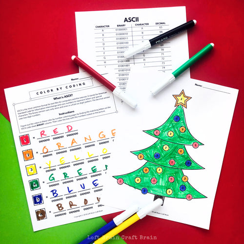 Christmas Tree Color by Coding Coloring Page