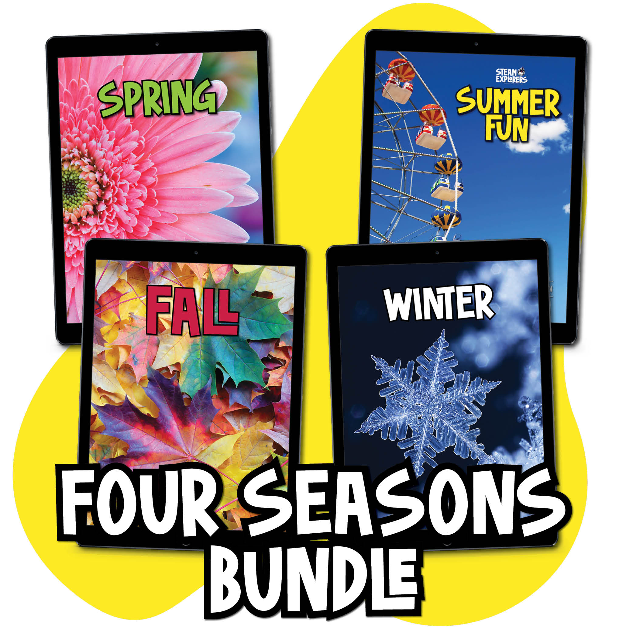 Four Seasons Ebook Bundle (Spring, Summer Fun, Fall, Winter) by STEAM Explorers