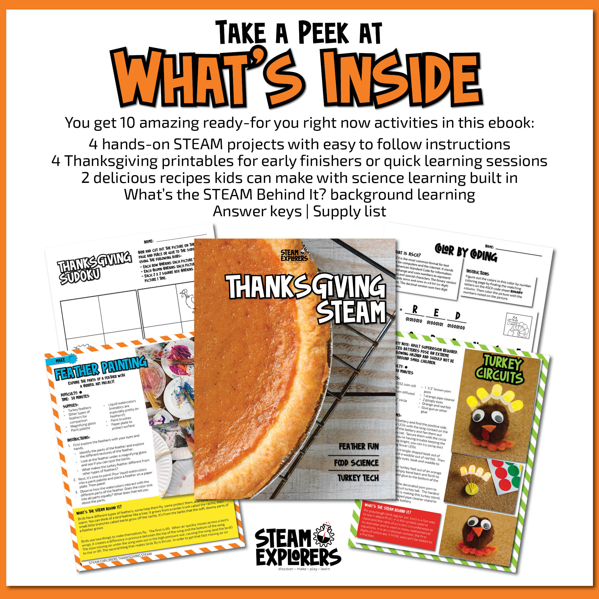 Thanksgiving STEAM Activity Ebook for Kids