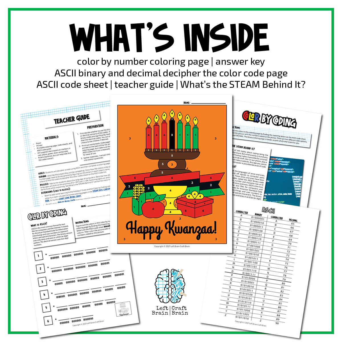 Kwanzaa Color by Coding Coloring Page